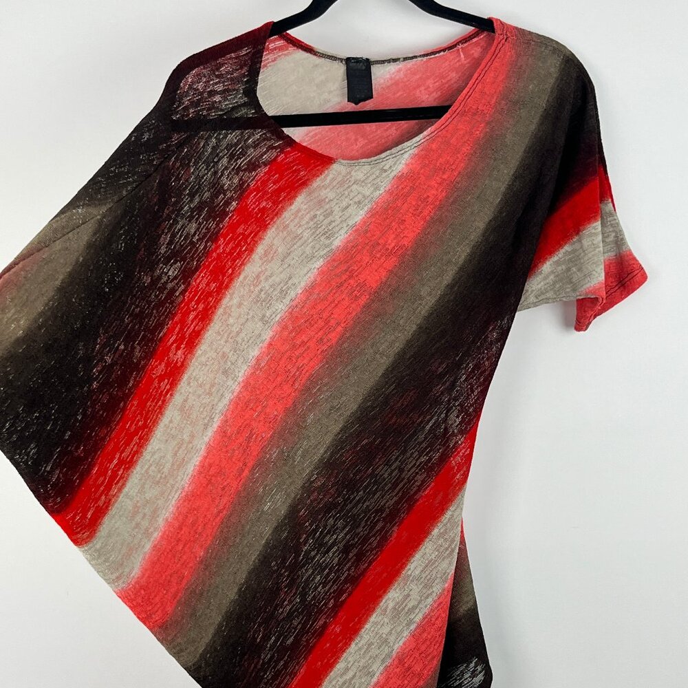 Sienna 21 Top Blouse Size M Multicolor Sleeve 3/4 & Short Sheer Stripped